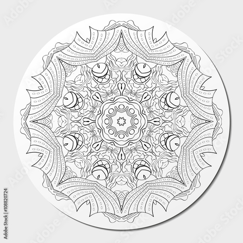 Ray edge mandala tracery wheel mehendi  design. Tracery calming ornament. Neat even binary harmonious doodle texture. Indifferent discreet. Ambitious bracing usable doodling mehndi pattern. Vector.