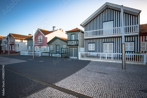 Colorful houses in Costa Nova, Aveiro, Portugal