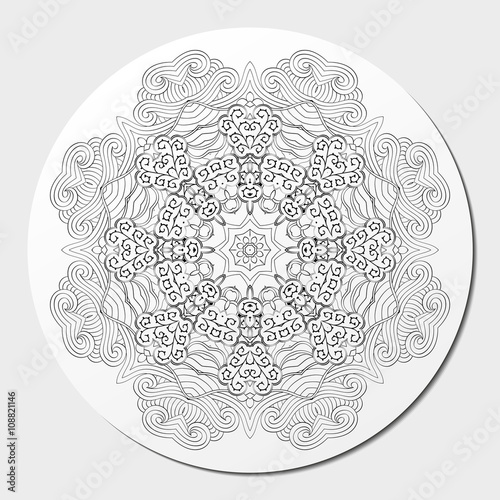 Ray edge mandala tracery wheel mehendi design. Tracery calming ornament. Neat even binary harmonious doodle texture. Indifferent discreet. Ambitious bracing usable doodling mehndi pattern. Vector.