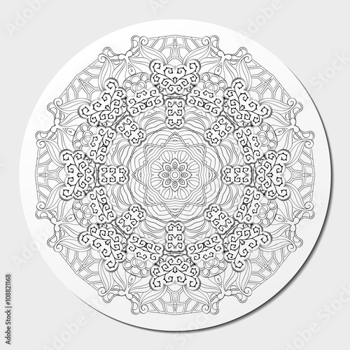 Ray edge mandala tracery wheel mehendi design. Tracery calming ornament. Neat even binary harmonious doodle texture. Indifferent discreet. Ambitious bracing usable doodling mehndi pattern. Vector.