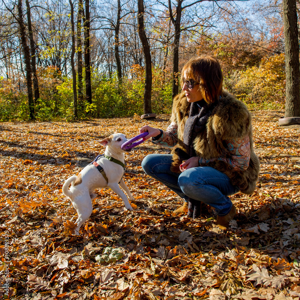 Fototapeta premium portrait of a woman with a dog