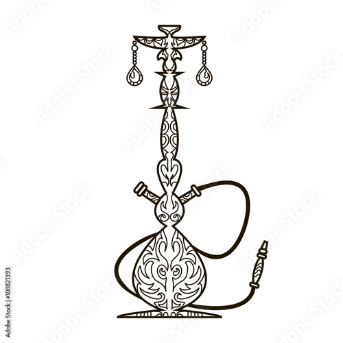 Oriental design line ornament hookah vector illustration