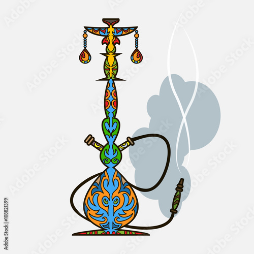 Multicolor oriental design hookah vector illustration