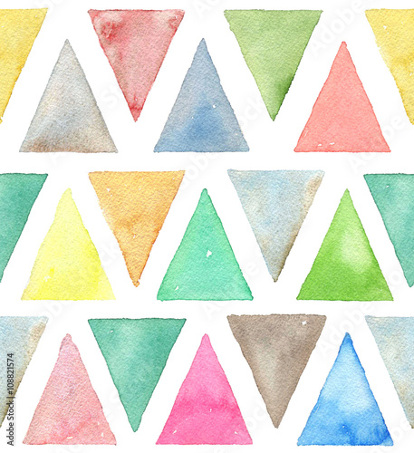 Watercolor triangles seamless vector pattern.
