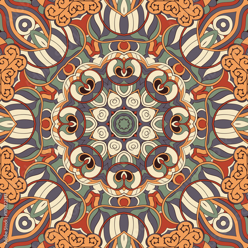 Tracery colorful pattern. Mehendi carpet design. Neat even harmonious calming doodle texture. Also seamless. Indifferent discreet. Trace ambitious bracing usable, curved doodling mehndi. Vector.