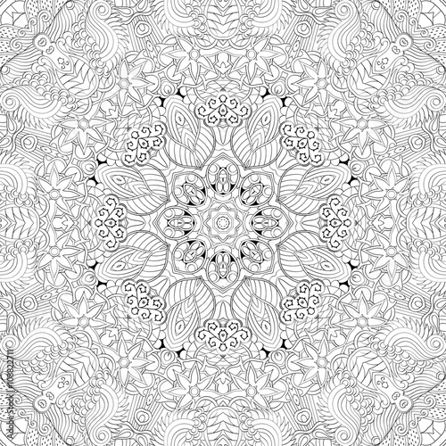 Tracery binary pattern. Mehendi carpet design. Neat even harmonious calming doodle texture. Also seamless. Indifferent discreet. Ambitious bracing usable, curved doodling mehndi. Vector.