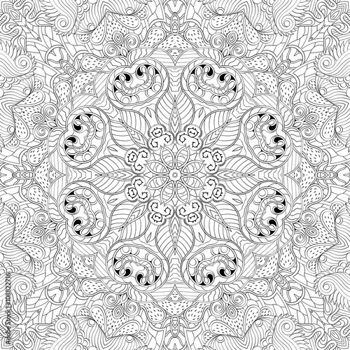 Tracery binary pattern. Mehendi carpet design. Neat even harmonious calming doodle texture. Also seamless. Indifferent discreet. Ambitious bracing usable, curved doodling mehndi. Vector.