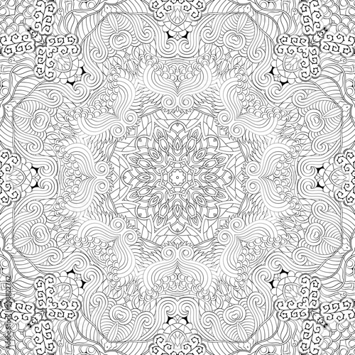 Tracery binary pattern. Mehendi carpet design. Neat even harmonious calming doodle texture. Also seamless. Indifferent discreet. Ambitious bracing usable, curved doodling mehndi. Vector.