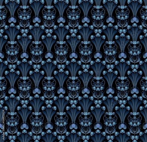 Vector illustration. Beautiful seamless pattern with lacy floral ornament