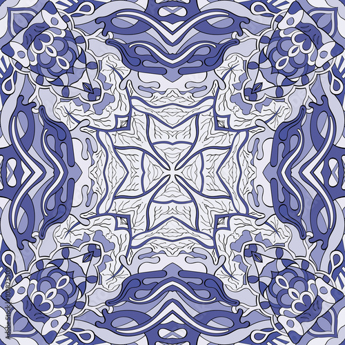 Tracery colorful pattern. Mehendi carpet design. Neat even harmonious calming doodle texture. Also seamless. Indifferent discreet. Ambitious bracing usable, curved doodling mehndi. Vector.
