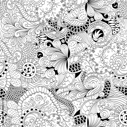 Tracery seamless calming pattern. Mehendi design. Neat even binary harmonious doodle texture. Algae sea motif. Indifferent discreet. Ambitious bracing usable, curved doodling mehndi. Vector.