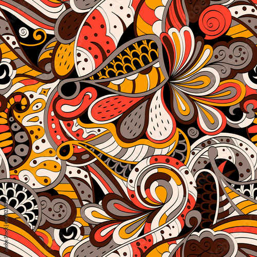 Tracery seamless calming pattern. Mehendi design. Neat even colorful harmonious doodle texture. Algae sea motif. Indifferent discreet. Ambitious bracing usable, curved doodling mehndi. Vector.