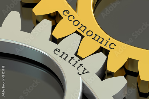 Quadro em tela economic entity concept on the gearwheels, 3D rendering