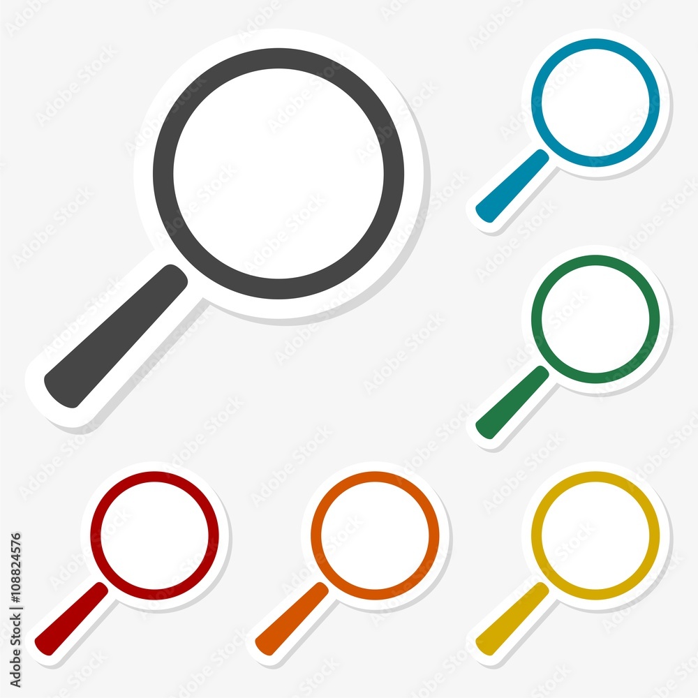 Multicolored paper stickers - Magnifying glass