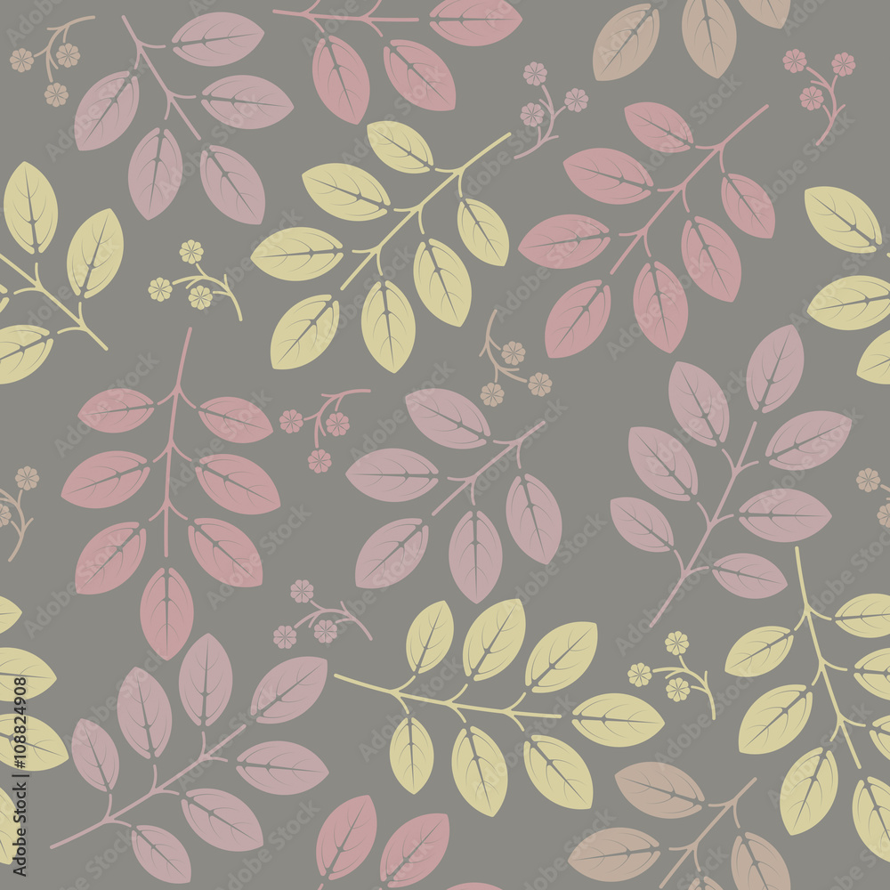 Seamless pattern with decorative spring flowers and leaves