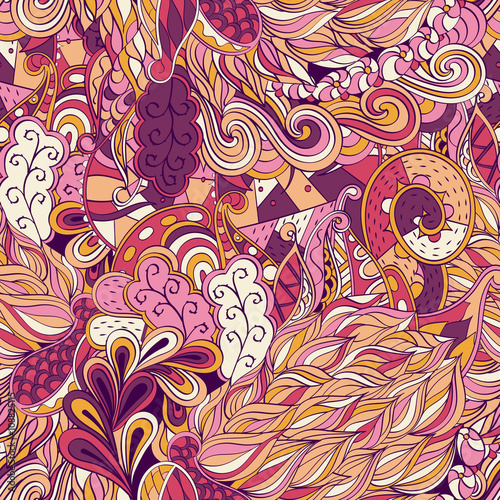 Tracery seamless calming pattern. Mehendi design. Neat even colorful harmonious doodle texture. Algae sea motif. Indifferent discreet. Ambitious bracing usable, curved doodling mehndi. Vector.