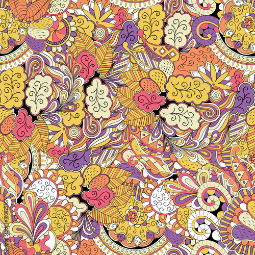 Tracery seamless calming pattern. Mehendi design. Neat even colorful harmonious doodle texture. Algae sea motif. Indifferent discreet. Ambitious bracing usable, curved doodling mehndi. Vector.
