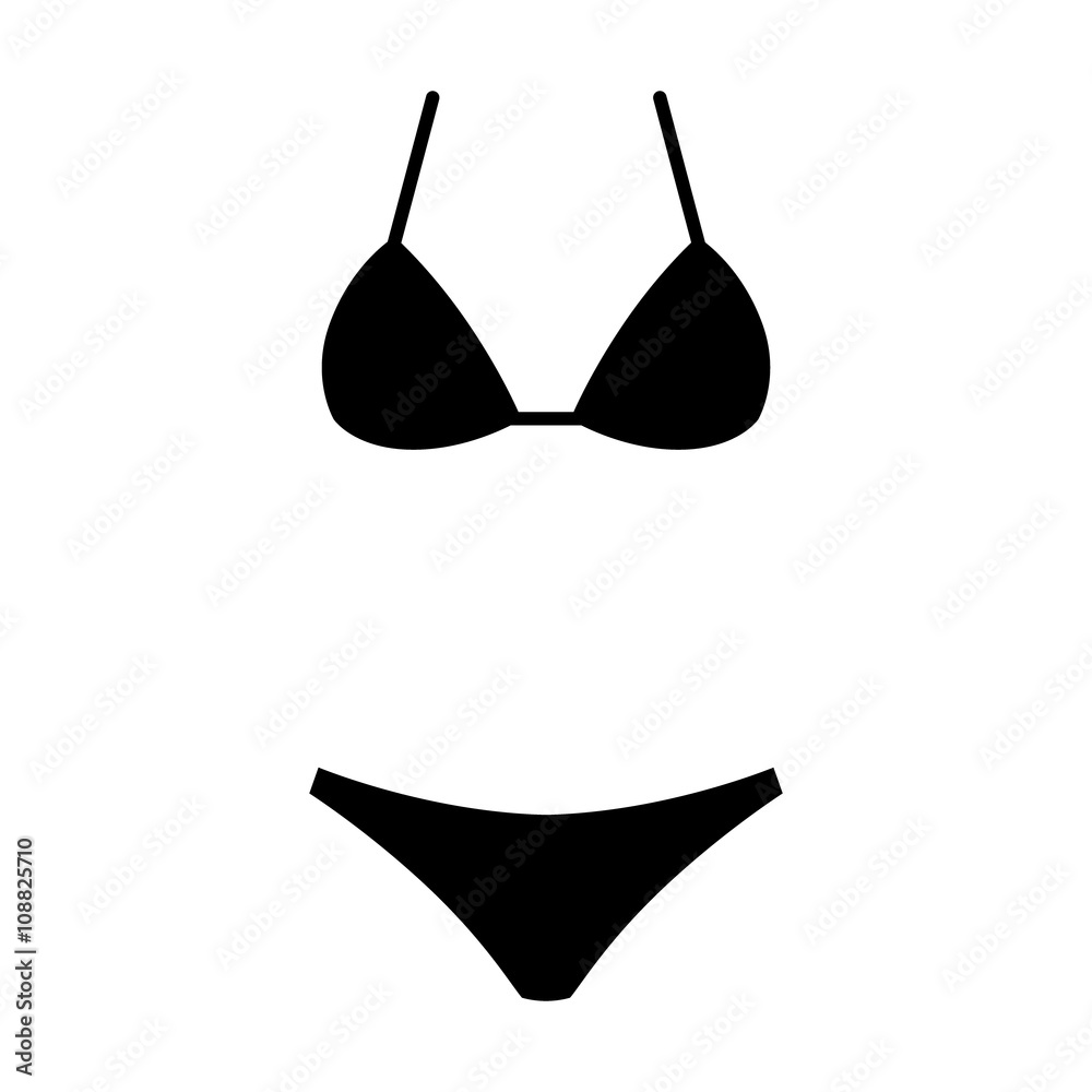 Two piece bikini panties & bikini bra swimsuit flat icon for apps and websites - obrazy, fototapety, plakaty 