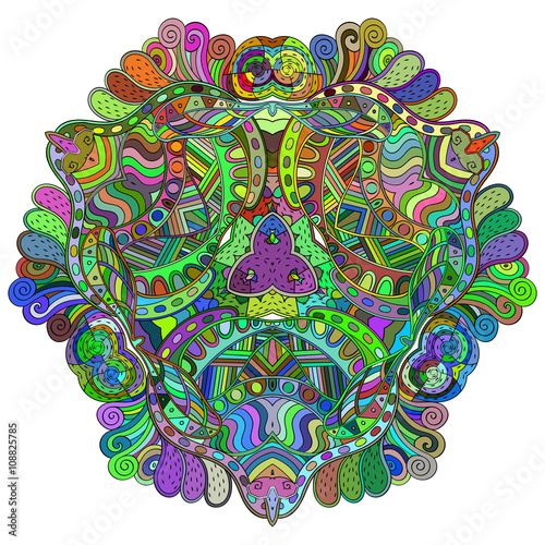Mehndi mandala tracery wheel design. Handmade natural mood texture. Paisley, winding stem, bud mehendi doodle. Curved lines, doodling design. Good for plates, dish, tableware. Vector.