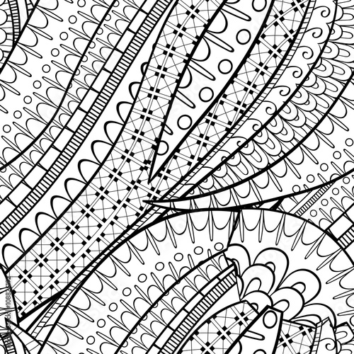 Tracery seamless calming pattern. Mehendi design. Neat even binary harmonious doodle texture. Algae sea motif. Indifferent ethnical. Ambitious bracing usable, curved doodling mehndi. Vector.
