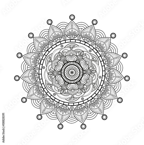 Black and white vector mandala for painting, mandala in bianco e nero da colorare