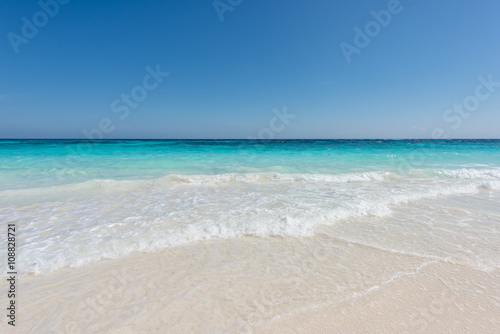 Beautiful beach and tropical sea, Wave of the sea on the sand beach