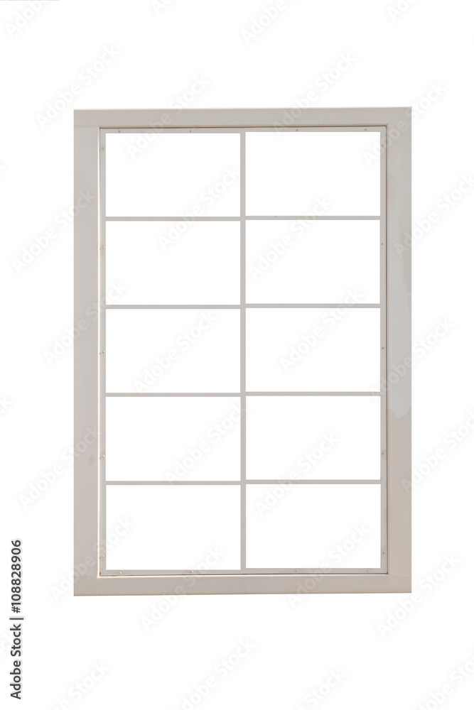 White metal window frame isolated on white background White metal window frame isolated on white background