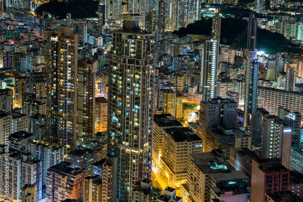 香港 高層ビルが立ち並ぶ光景 夕景・夜景 香港 高層ビルが立ち並ぶ光景 夕景・夜景