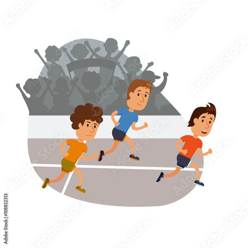 group of men running