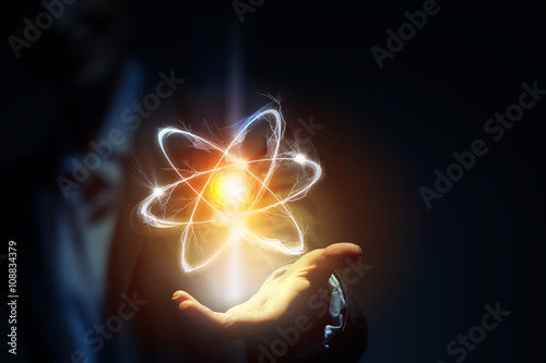 Foto Atom molecule research