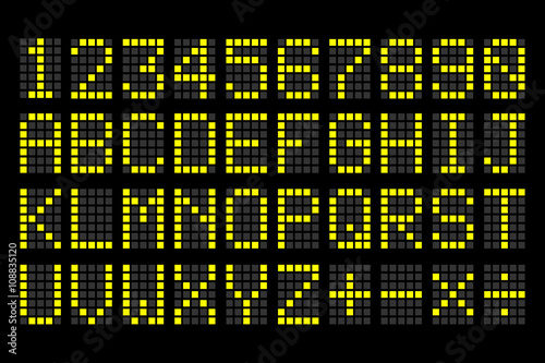 digital yellow letters and numbers display board for airport sch