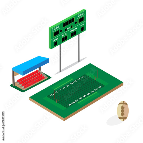 Isometric soccer football watching online concept. stadium seat