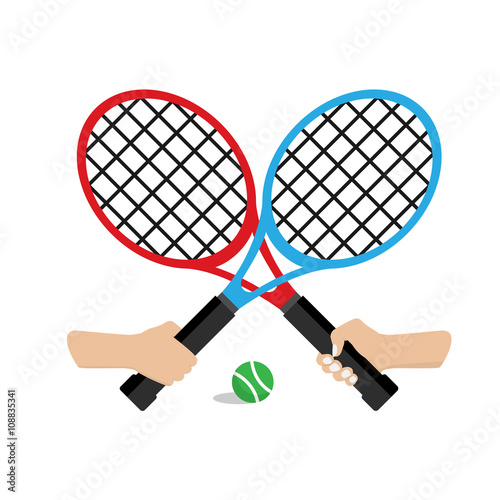 hand  hold tennis racket with ball for competition