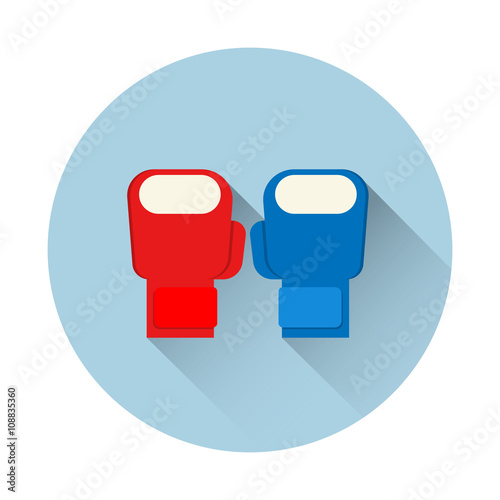 boxing gloves icon long shadow red and blue