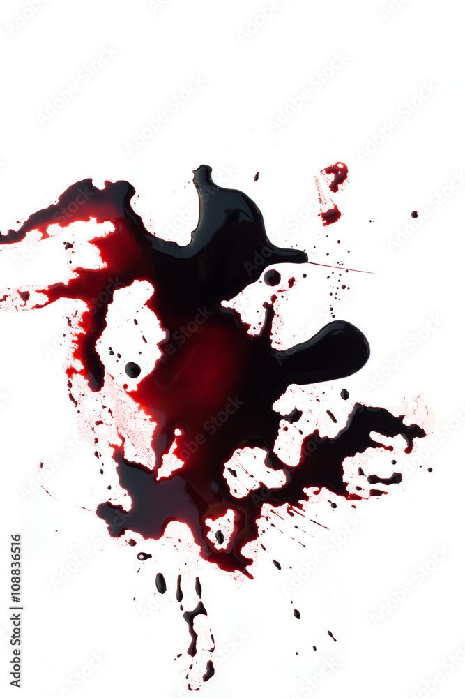 Conceptual image of a sharp knife with blood on it resting on tiles on the floor Conceptual image of a sharp knife with blood on it resting on tiles on the floor