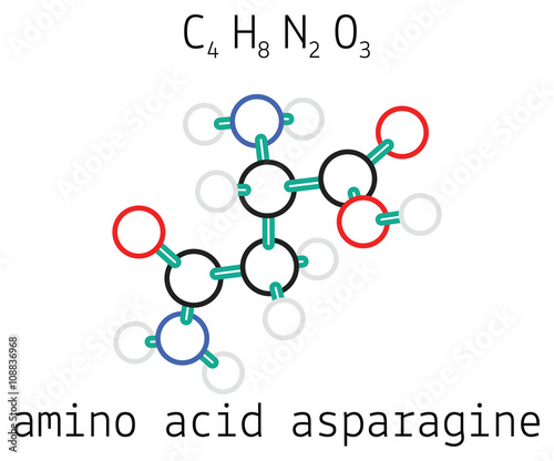 фотографія C4H8N2O3 asparagine amino acid molecule