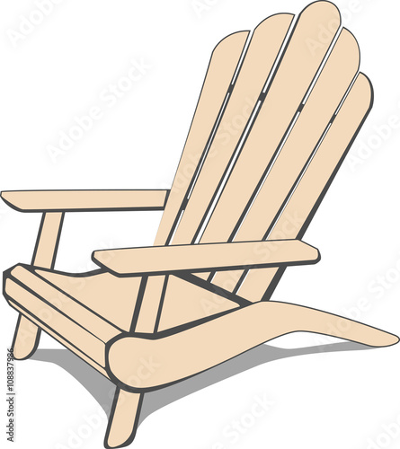 Beige Adirondack Beach chair. Vector illustration.