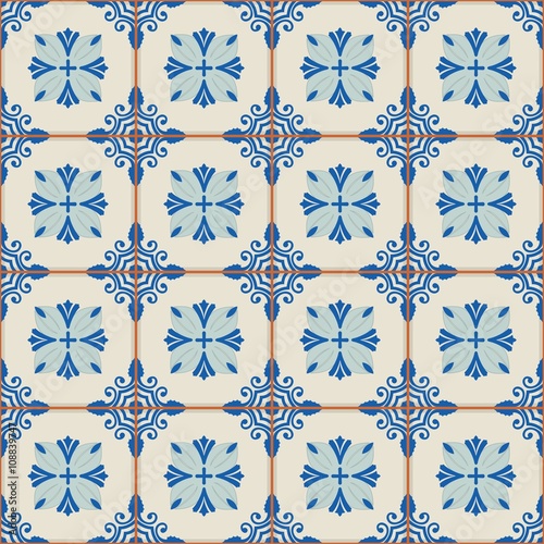 Gorgeous seamless pattern white Turkish, Moroccan, Portuguese tiles, Azulejo, Arabic ornament. Islamic art. Can be used for wallpaper, pattern fills, web page background,surface textures.