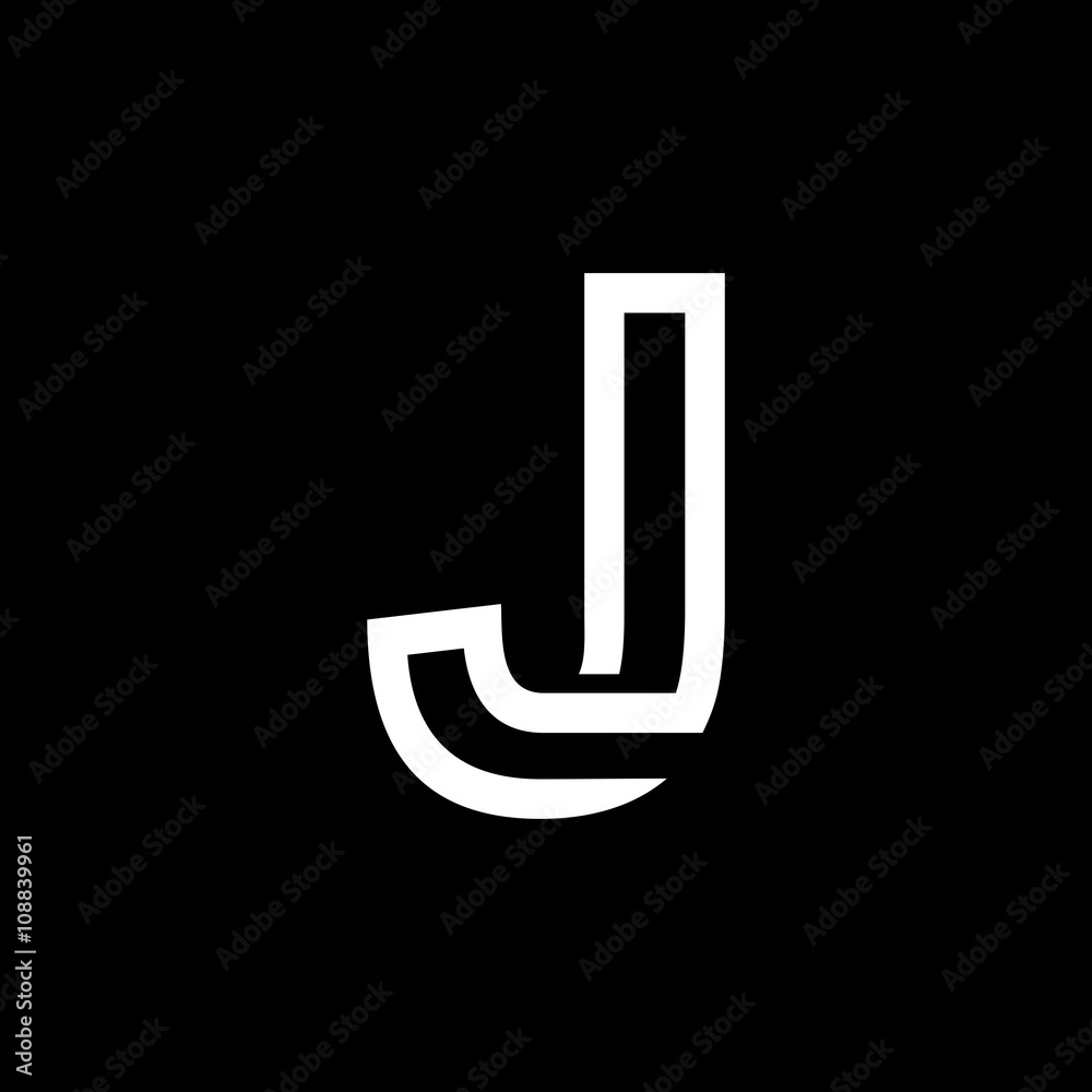 Capital letter J. From the white interwoven strips on a black background.  Template for emblem, logos and monograms. Stock Vector | Adobe Stock