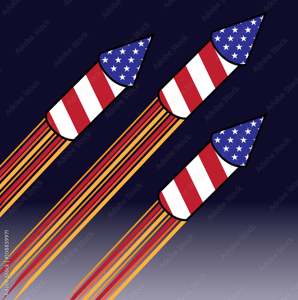 Fototapeta premium three rocket fireworks vector