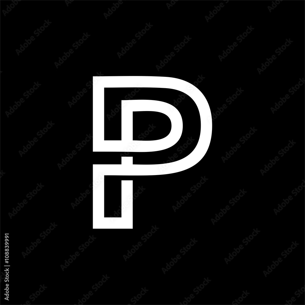 Capital letter P. From the white interwoven strips on a black background. Template for emblem, logos and monograms. Capital letter P. From the white interwoven strips on a black background. Template for emblem, logos and monograms.