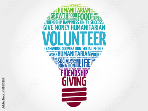 Volunteer bulb word cloud collage concept