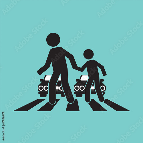 Crosswalk Graphic Sign Vector Illustration.
