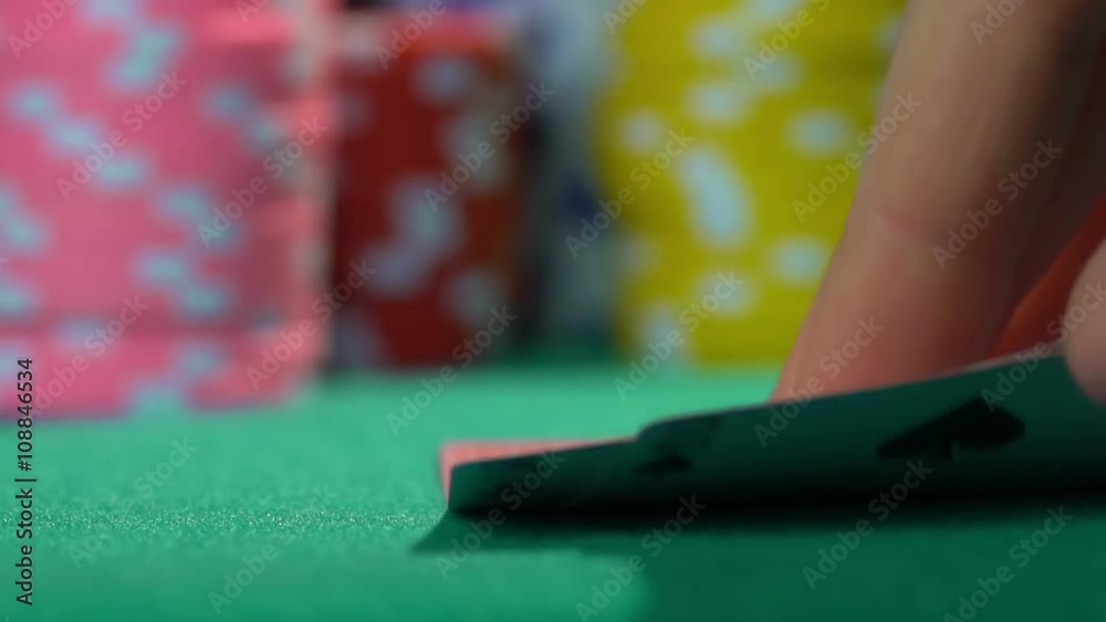 Person having bad combination in poker, weak hand. Losing money, bankruptcy Person having bad combination in poker, weak hand. Losing money, bankruptcy