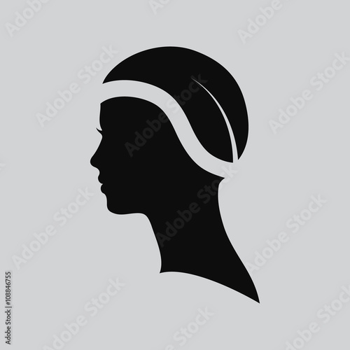 Woman face logo. Abstract logo. Profile beautiful woman. Portrait of a girl. Abstract logo design template for beauty salon, massage, cosmetic and spa, hairdresser, international women day. Vector