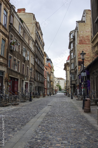 Bucharest  Romania. Downtown street in early morning.