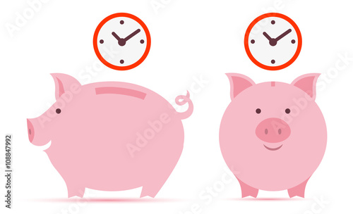 Piggy bank with time saving.