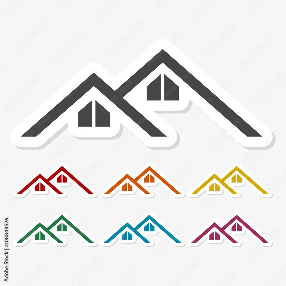 Multicolored paper stickers - Home roof Multicolored paper stickers - Home roof