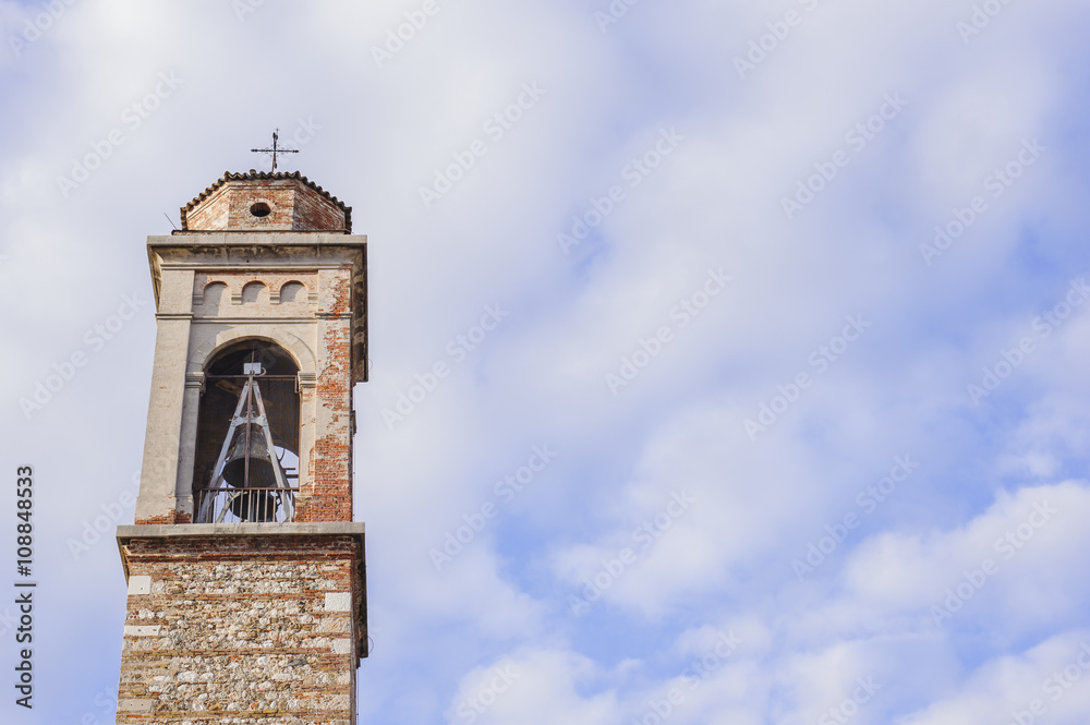 Bell tower with a bell . Bell tower with a bell .