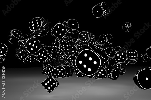 Foto Dice in the form of neon 3D illustration